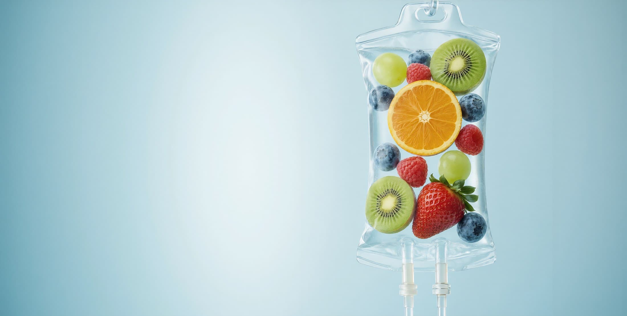 IV wellness bag with fresh fruit imagery